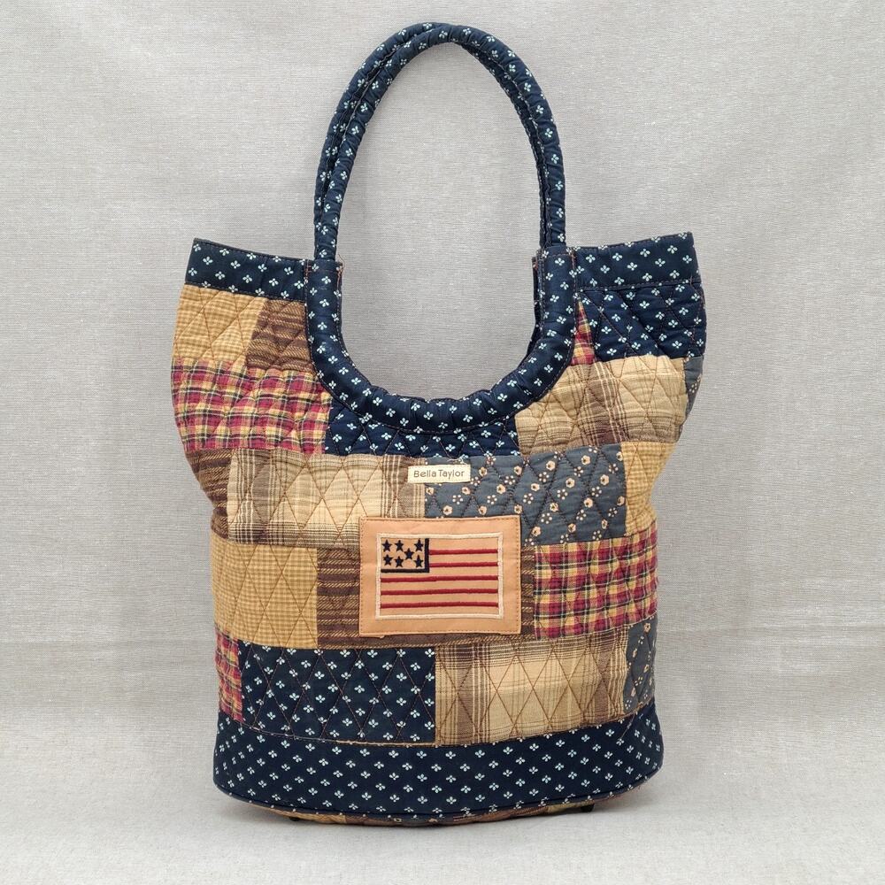 Bella Taylor Primitive Patch Quilted Flag Patchwork Shoulder Handbag Americana
